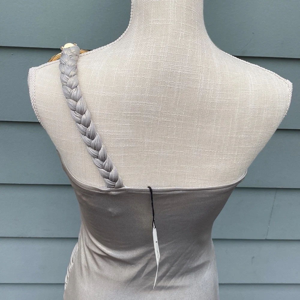 Sky gold snake embellished one shoulder body con cocktail club dress - Picture 6 of 9